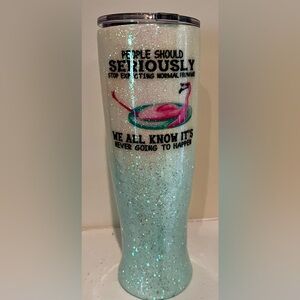 NIB HOGG Quirky BLING Glitter 30 oz. Modern Pilsner Tumbler Flamingo Theme NEW